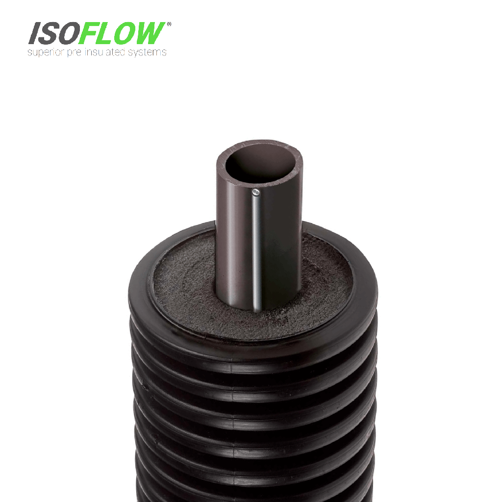 ISOFLOW 50mm Single - Trace Heated Cold, 140mm Duct  (5m, Fittings Kit included [dust caps, terminal connections], No Heatshrink End Caps, Thermostat & Connection Pack included)