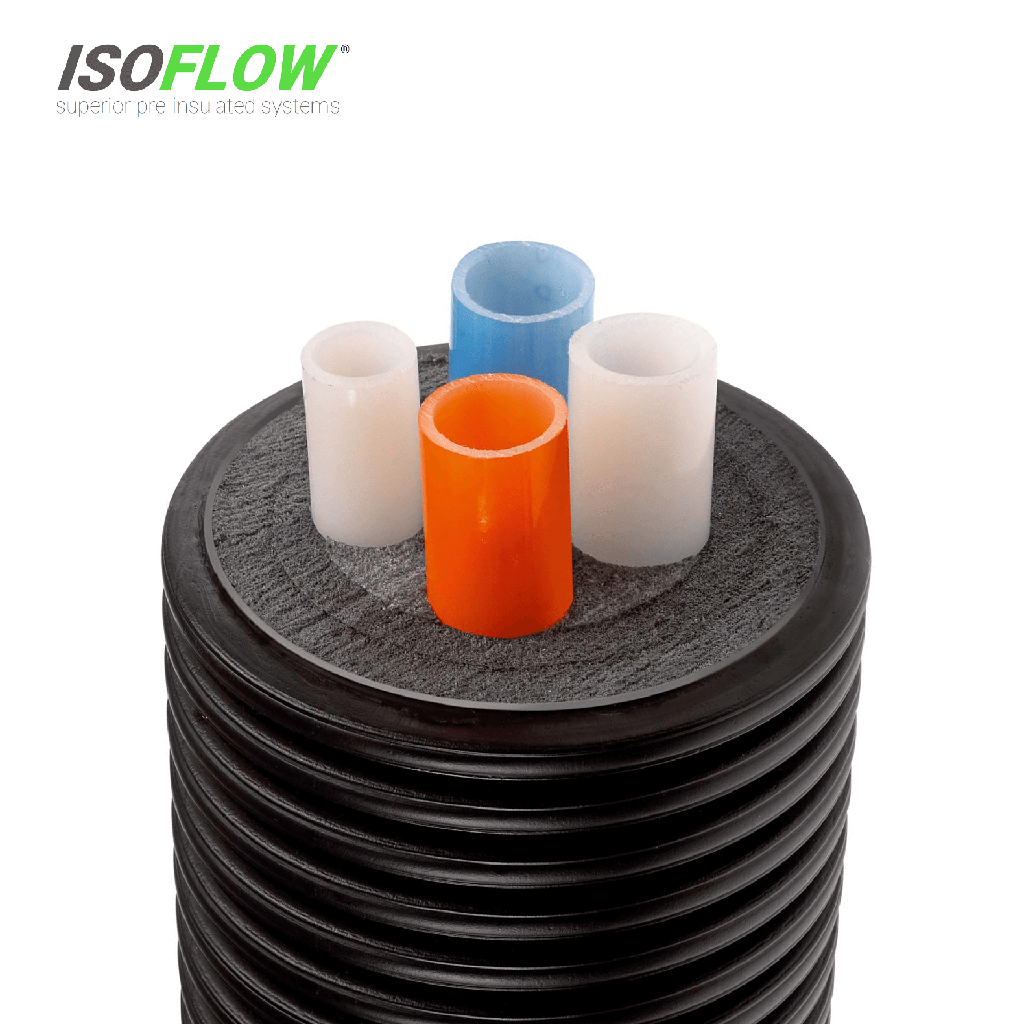 ISOFLOW 25/25/25/20 Quadruple - Heating & Sanitary DHW, 160mm Duct (5m, Fittings Kit included [dust caps, terminal connections], No Heatshrink End Caps)