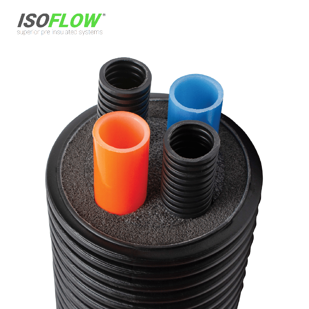 ISOFLOW 32mm Double With Cable Ducts - Quadruple Heat Pump, 140mm